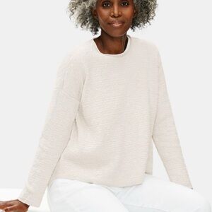 Eileen Fisher Organic Cotton Linen Slub Crew Neck Box-Top Medium